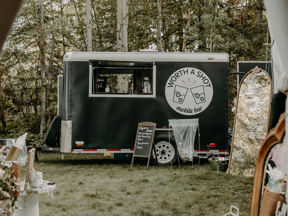 Bartending Trailer set up for a wedding